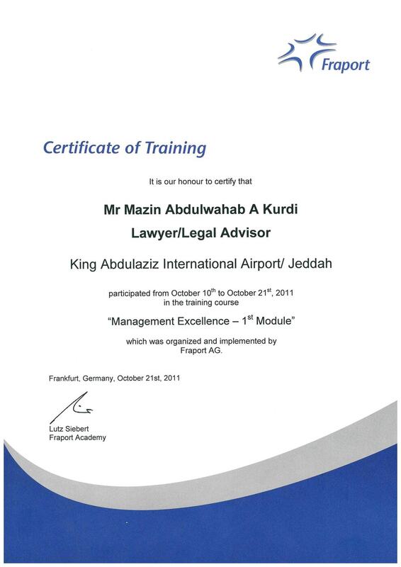 Award certificate 19 of 28 presented to Mazin bin Abdulwahab Kurdi.