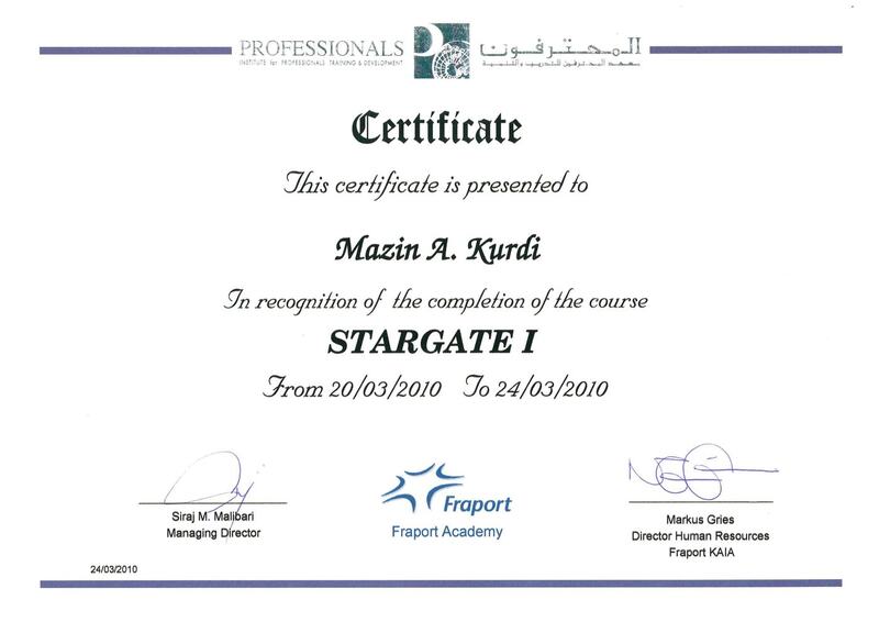 Award certificate 9 of 28 presented to Mazin bin Abdulwahab Kurdi.